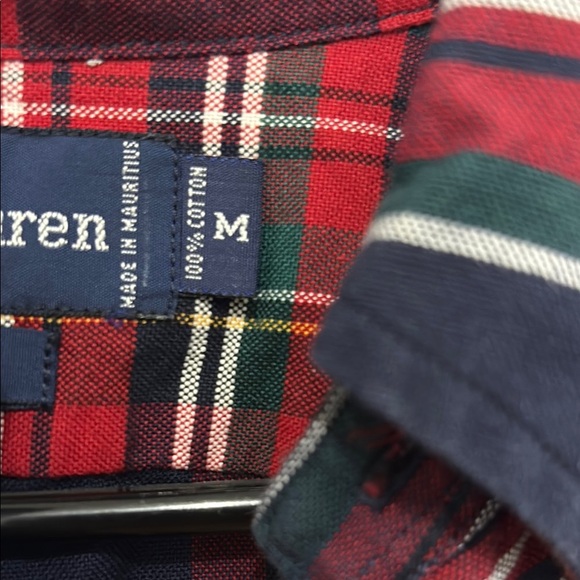 Navy and Red Plaid Men's Shirt - Picture 4 of 5